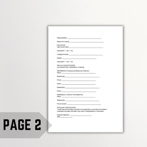 Editable Job Application Template: Printable Employment Form (PDF, DOCX ...