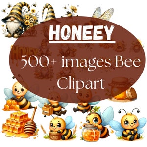 Honig Aquarell Clipart Bundle - 500+ PNG Goldene Honig Desserts Bilder, süße Bienen Nektar Grafiken, sofortiger digitaler Download, kommerzielle Nutzung