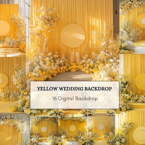 Floral Wedding Digital Backdrop: 16 PNG Photo Overlays (3000x3000 px)