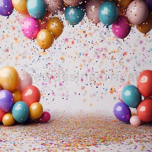 Sfondo digitale con arco di palloncini, celebrazione, download di 4 sfondi JPEG, compleanno, neonato, maternità, sovrapposizione di sfondo, Photoshop Studio