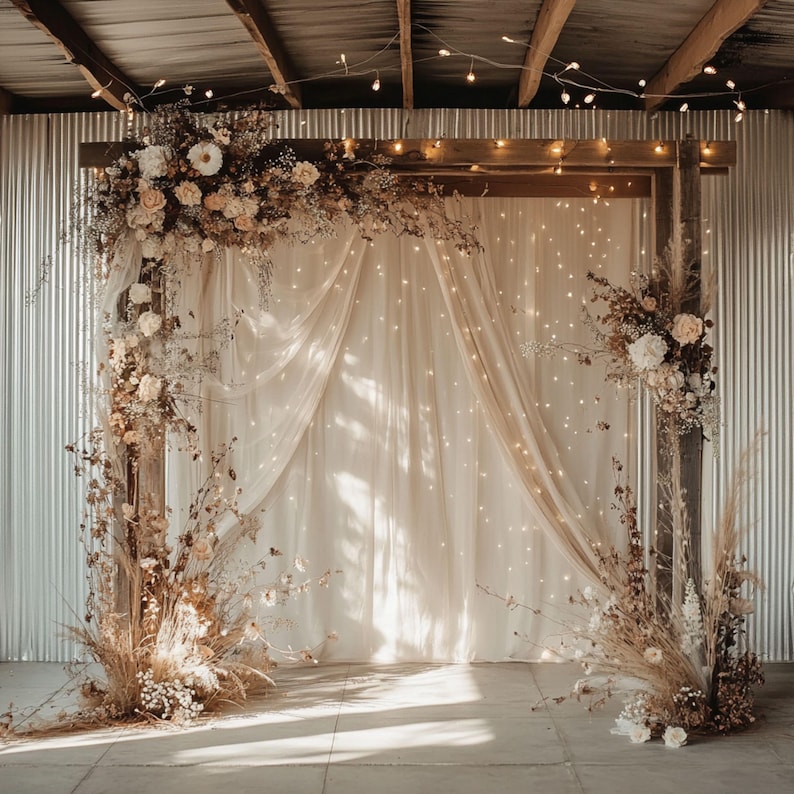 Boho Floral Maternity Digital Backdrop Set, 5 JPG Overlays in Beige ...