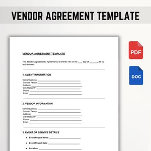 Vendor Agreement Template | Editable Supplier Contract Form | PDF, Word, Google Docs