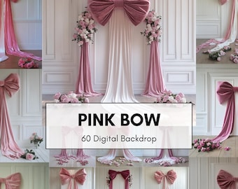 Pink Velvet Bow Overlays: Wedding & Maternity Backdrops (60 PNG Digital Overlays)