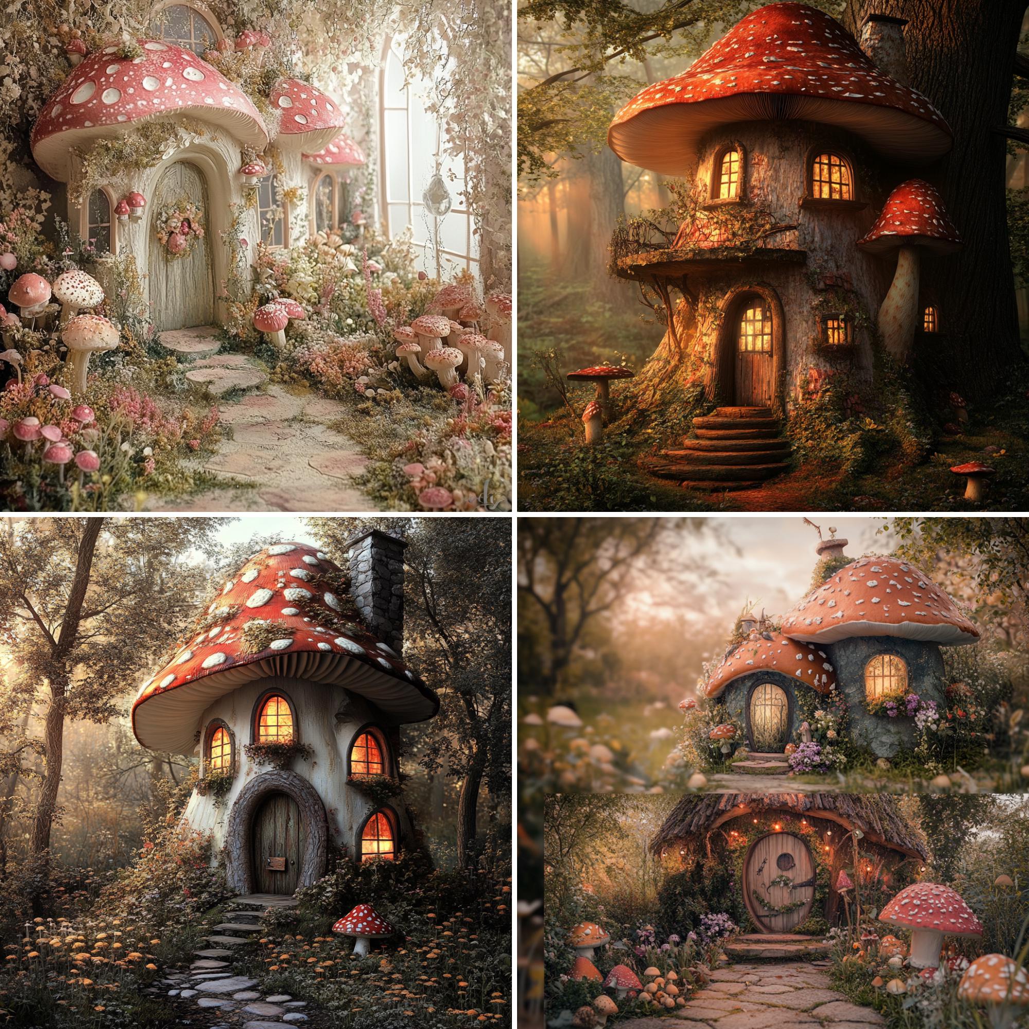 Mushroom House Digital Backdrops | Fantasy Portrait Backgrounds ...