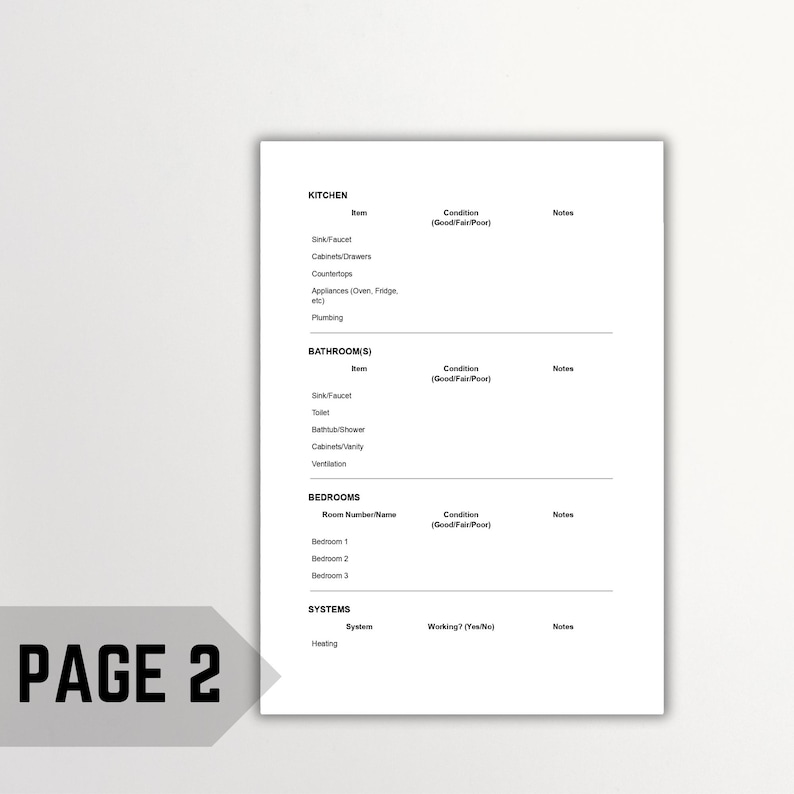 Property Inspection Checklist Template | Home Inspection Form ...