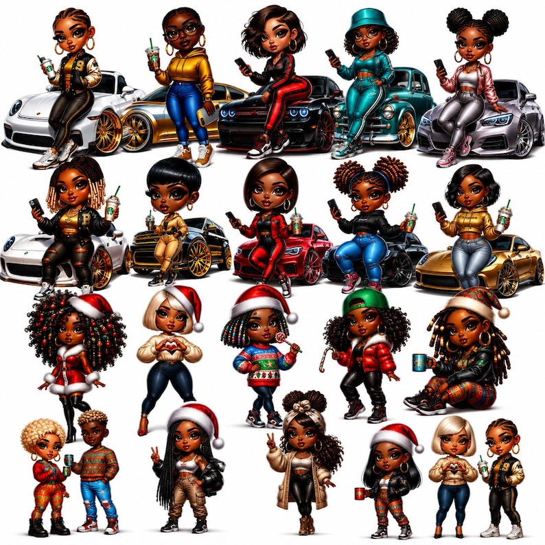 Chibi Dolls Clipart, Chibi Doll Bundle, Chibi Digi Doll, Black Chibi PNG, Digi Doll Clipart, Chibi Doll Clipart, Planner Stickers, Digi Doll Bundle, Latina Chibis, Black Chibi Doll, Afro Chibi Clipart, Fashion Girl Bundle, Clipart Doll Bundle