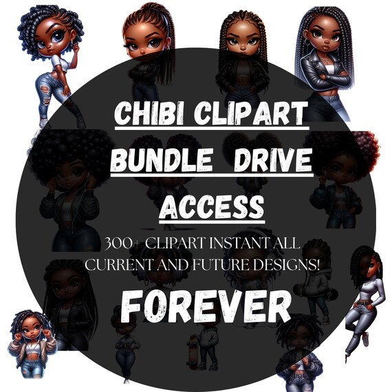 Kawaii Chibi Clipart Bundle: 300+ Anime Girl PNGs (Commercial Use, Digital Download