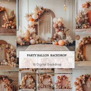 Boho Balloon Digital Backdrops | Maternity & Wedding Photography Background | Photoshop Overlays
