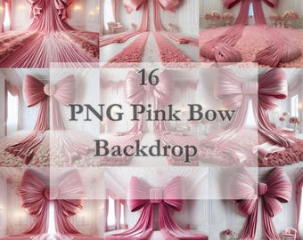 Pink Bow Maternity Photography Backdrop, Princess Girl Photoshoot Background (Digital Download)