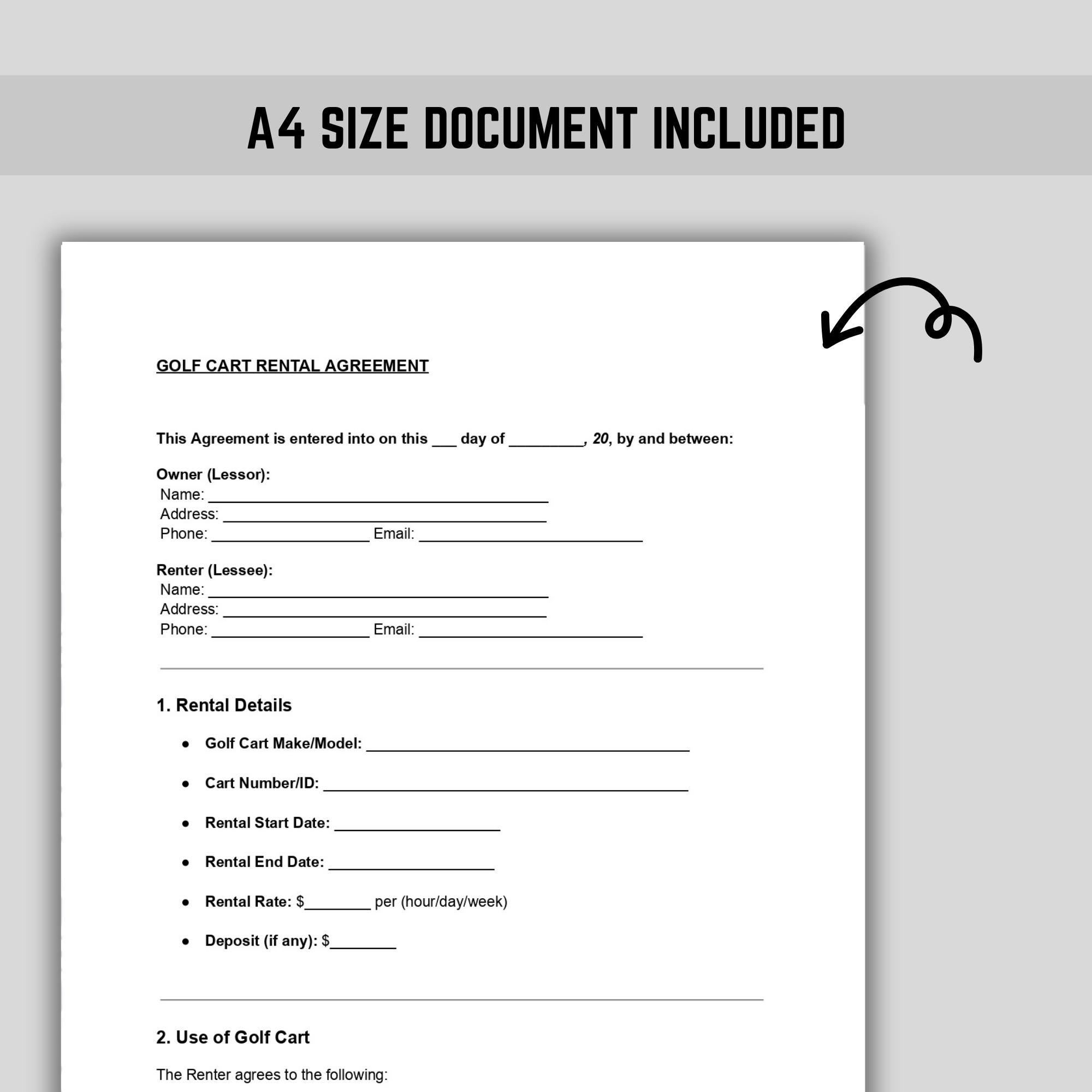 Image 7 for Golf Cart Rental Agreement Template