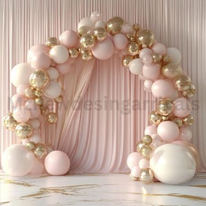 Sfondo digitale con arco di palloncini, celebrazione, download di 4 sfondi JPEG, compleanno, neonato, maternità, sovrapposizione di sfondo, Photoshop Studio