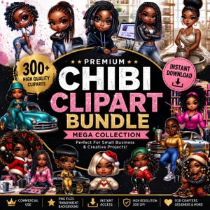 Chibi Dolls Clipart, Chibi Doll Bundle, Chibi Digi Doll, Black Chibi PNG, Digi Doll Clipart, Chibi Doll Clipart, Planner Stickers, Digi Doll Bundle, Latina Chibis, Black Chibi Doll, Afro Chibi Clipart, Fashion Girl Bundle, Clipart Doll Bundle