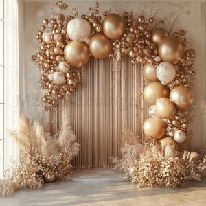 Sfondo digitale con arco di palloncini, celebrazione, download di 6 sfondi JPEG, compleanno, bambino, neonato, maternità, sovrapposizione di sfondo, Photoshop Studio