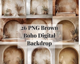 Boho Mutterschaft Digital Backdrop: 26 PNG Bögen & Texturen (Digitaler Download)