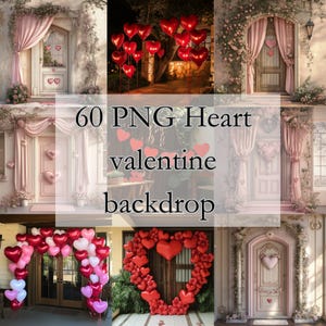 Valentine Hearts Digital Photography Backdrop, 60 PNG Digital Background Composite Backdrop, Sweet Valentine Photography Birthday