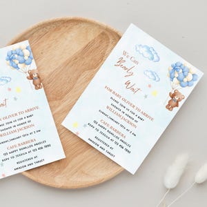 Invitación de baby shower con video de Blue Bear: revelación de género, invitación digital divertida, personalizable, perfecta para Instagram y las historias de las redes sociales