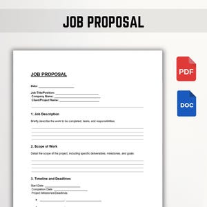 Plantilla de propuesta de trabajo / Formulario de propuesta de trabajo editable / PDF, Word, Google Docs
