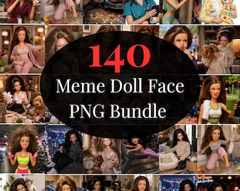 140 Doll Face Meme PNG Bundle, Funny Disgusted Expressions (Digital Download)