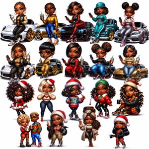 Chibi Dolls Clipart, Chibi Doll Bundle, Chibi Digi Doll, Black Chibi PNG, Digi Doll Clipart, Chibi Doll Clipart, Planner Stickers, Digi Doll Bundle, Latina Chibis, Black Chibi Doll, Afro Chibi Clipart, Fashion Girl Bundle, Clipart Doll Bundle