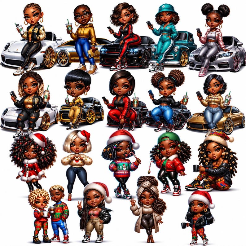 Chibi Dolls Clipart, Chibi Doll Bundle, Chibi Digi Doll, Black Chibi PNG, Digi Doll Clipart, Chibi Doll Clipart, Planner Stickers, Digi Doll Bundle, Latina Chibis, Black Chibi Doll, Afro Chibi Clipart, Fashion Girl Bundle, Clipart Doll Bundle