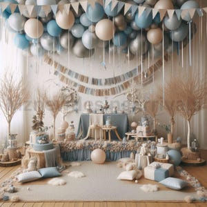 Sfondo digitale con arco di palloncini, celebrazione, download di 4 sfondi JPG, compleanno, bambino, neonato, maternità, sovrapposizione di sfondo, Photoshop Studio
