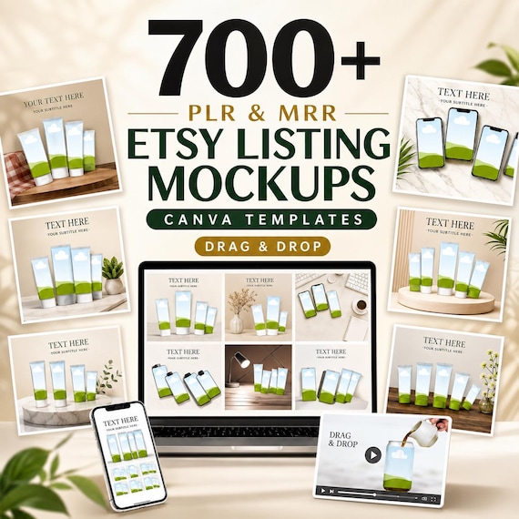 700+ Etsy Listing Mockups | Canva Templates for Digital Products (MRR+PLR)