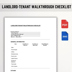Landlord-Tenant Walkthrough Checklist | Move-In & Move-Out Inspection Form Google Doc File