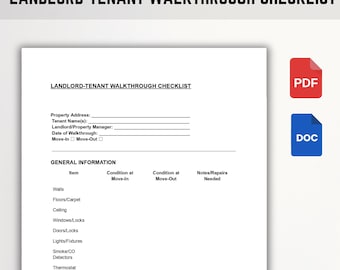 Landlord-Tenant Walkthrough Checklist | Move-In & Move-Out Inspection Form Google Doc File