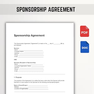 Sjabloon sponsorovereenkomst | Bewerkbaar sponsorcontract | Pdf-, Word- en Google-documenten