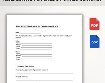 Real Estate Sale Agreement | Legally Binding Contract | Editable PDF, Google Docs, Word