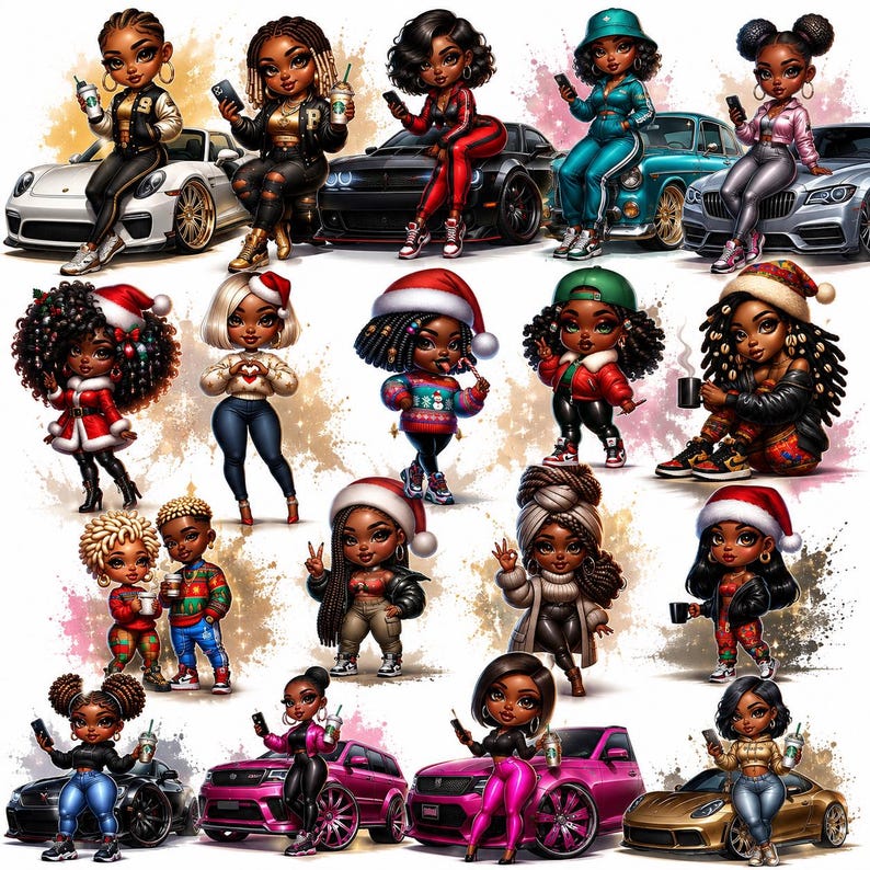 Chibi Dolls Clipart, Chibi Doll Bundle, Chibi Digi Doll, Black Chibi PNG, Digi Doll Clipart, Chibi Doll Clipart, Planner Stickers, Digi Doll Bundle, Latina Chibis, Black Chibi Doll, Afro Chibi Clipart, Fashion Girl Bundle, Clipart Doll Bundle