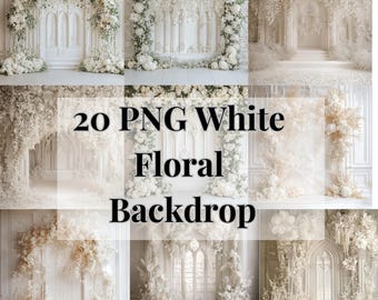 White Maternity digital backdrop 20 png white floral overlay white backdrop wedding maternity backdrop studio floral overlay bundle