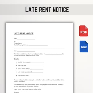 Plantilla de aviso de alquiler atrasado/Recordatorio de pago de alquiler/PDF editable, Word, Google Docs