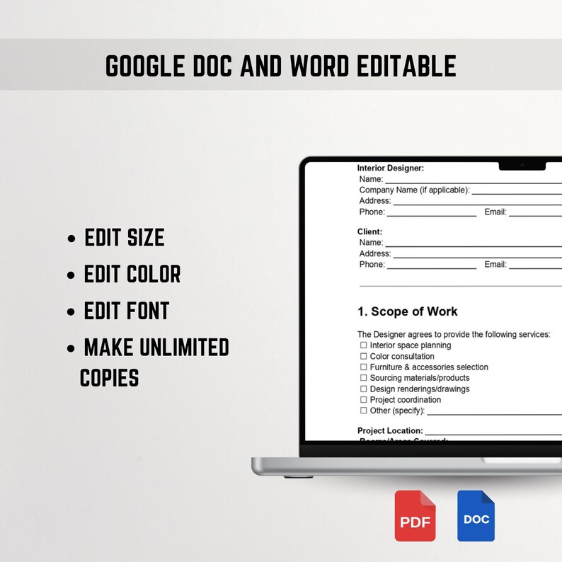 Professional Interior Design Contract Template – DOC & PDF – Editable ...