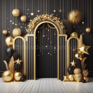 Black & Gold Fotografie Hintergrund: Geburtstag Jubiläum (Digitaler Download)