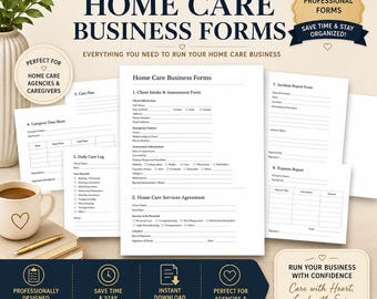 Home Care Business Forms Bundle, Editable Caregiver Forms, Home Care Policy Templates, Printable Business Documents