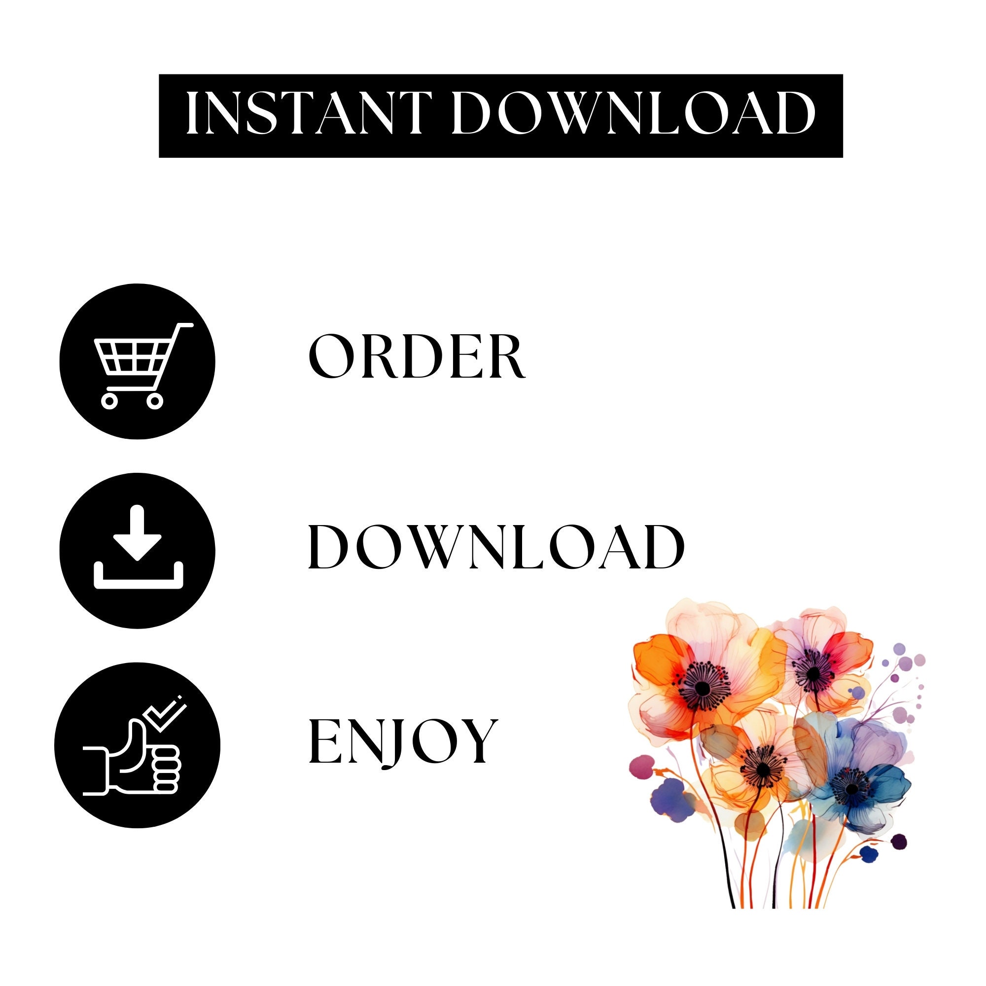 Abstract Flowers Clipart, Dried Flowers, Printable Watercolor Clipart ...