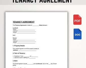 Tenancy Agreement Template | Rental Contract | Printable & Editable | Word, PDF, Google Docs
