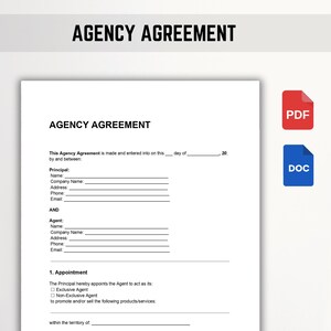 Agency Agreement Template | Editable Contract | PDF, Word & Google Docs