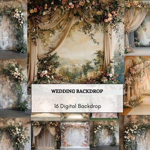Floral Wedding Digital Backdrop | Photography Background & Overlays | Wedding Arch and Photo Backdrops