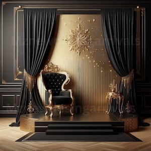 Schwarz & Gold Fotografie Hintergrund: Moderner Geburtstag Jahrestag Hintergrund (Digitaler Download)