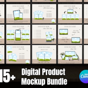 Etsy Digital Product Listing Mockups | Square Printable Mockup | Etsy Square Listings Canva, Digital Product Mockups Bundle | Drag Drop