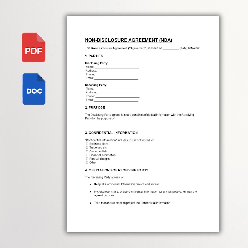 Non-disclosure Agreement (NDA) Template | Confidentiality Agreement ...