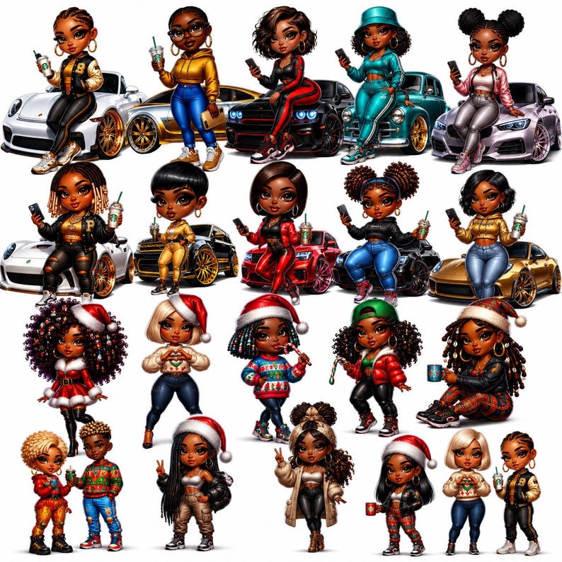 Chibi Dolls Clipart, Chibi Doll Bundle, Chibi Digi Doll, Black Chibi PNG, Digi Doll Clipart, Chibi Doll Clipart, Planner Stickers, Digi Doll Bundle, Latina Chibis, Black Chibi Doll, Afro Chibi Clipart, Fashion Girl Bundle, Clipart Doll Bundle