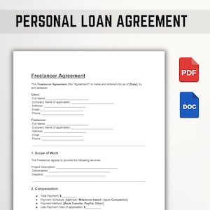 Personal Loan Agreement Template | Editable Loan Contract Between Individuals | PDF, Word, Google Docs