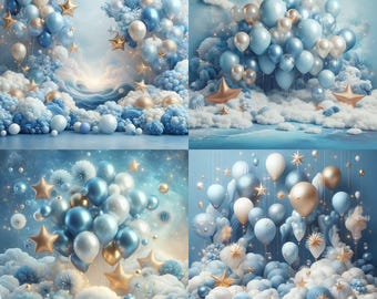 Blue balloon arch digital backdrop smash the cake overlay balloon digital backdrop balloon arch backdrop 4 PNG blue maternity digital
