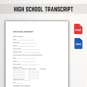 High School Transcript Template | Editable Homeschool Transcript | Official Student Record