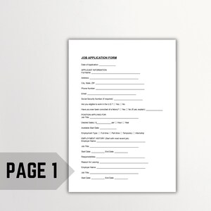 Editable Job Application Template: Printable Employment Form (PDF, DOCX ...