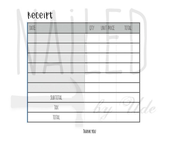 unbranded receipt personalizable invoice digital a5 custom etsy