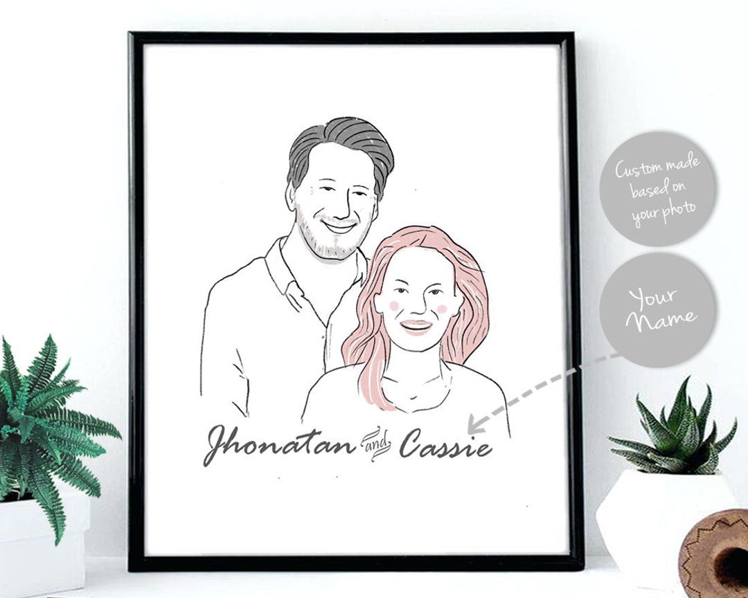 Hand Drawn Custom Portrait, Custom Illustration, Personalized Portrait ...